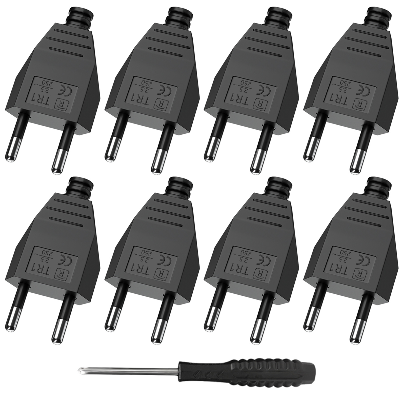 Ipex Connector - 4/6/8 個 EU プラグアダプターオスメスアセンブリレセプタクルコネクタ 250V シュコ電源コード有線電気ソケットドライバー付き