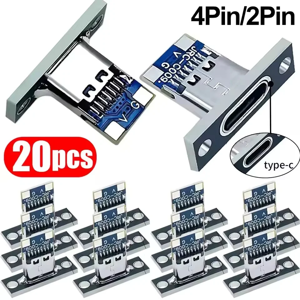 Usb C Cable - ネジ固定プレート付きUSB 3.1 Type-Cソケット、Type-C USBジャック、3.1 Type-C 4ピン/2ピンメス型コネクター、充電ポート。