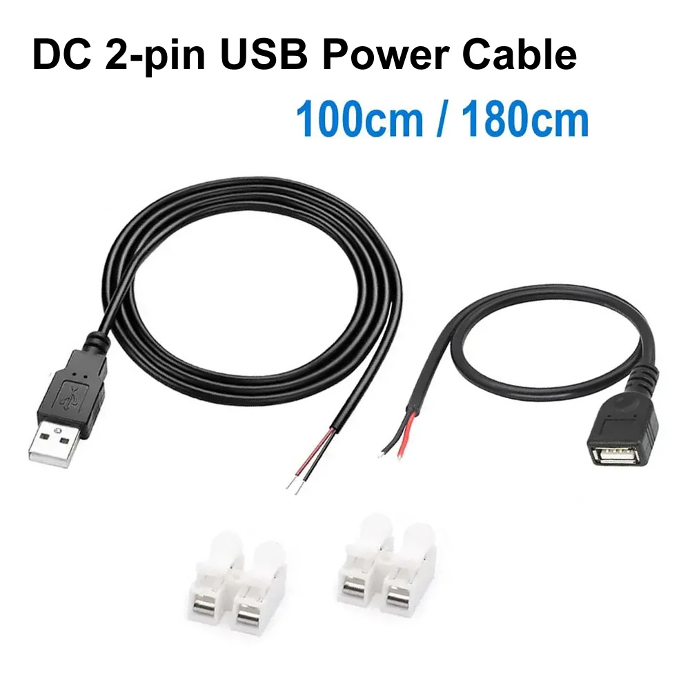 Ipex Connector - DC 2ピン USB電源ケーブル USBオス-メス - 2ピン裸線充電コードコネクタ