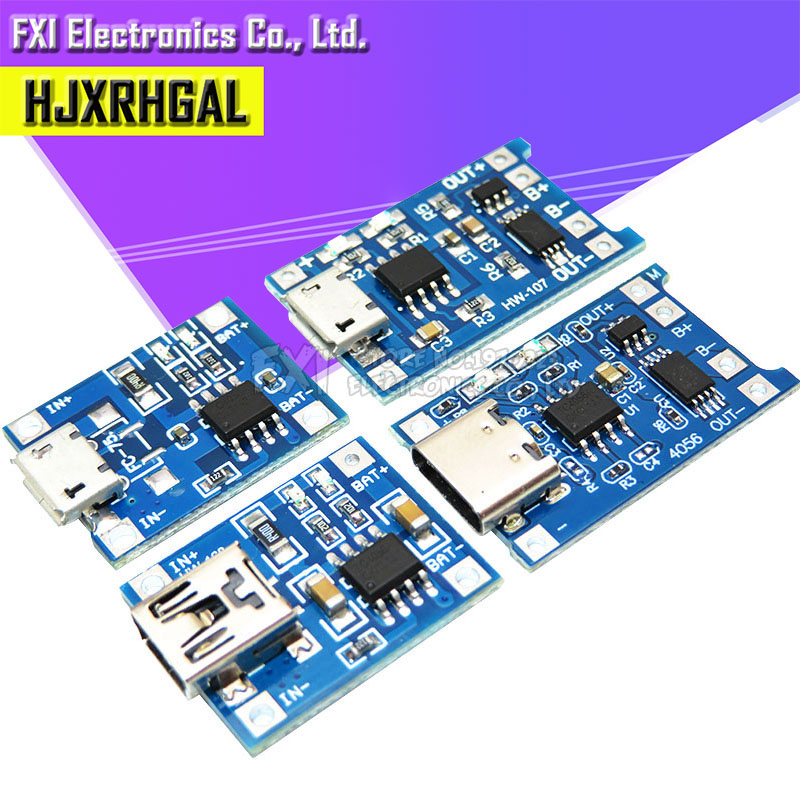 Tp4056 Module - 保護カード付きリチウム充電器,5個,micro usb 5v 1a 18650 tp4056,二重機能充電モジュール,li-ionバッテリー用