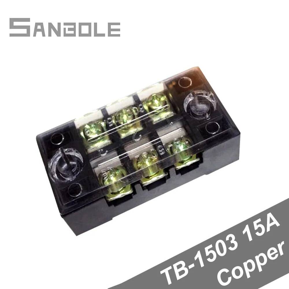 Screw Terminal Block - 10 個デュアル列銅 TB-1503 ストリップネジ端子台 15A 600V