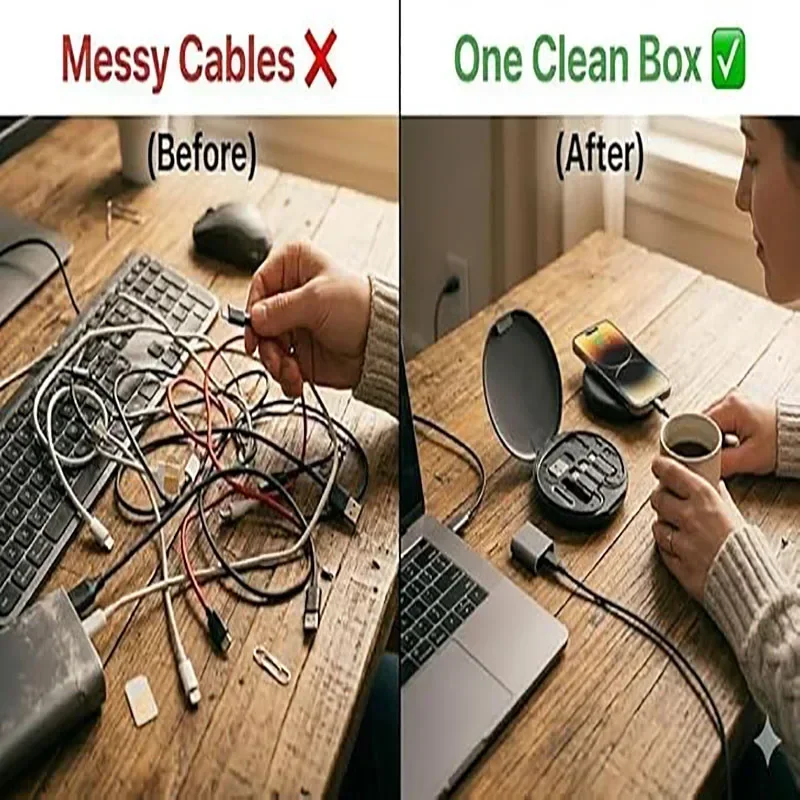 60W急速充電ケーブルキット、内蔵式スマートフォンスタンド、 - Micro Usb Cable のレビューと価格