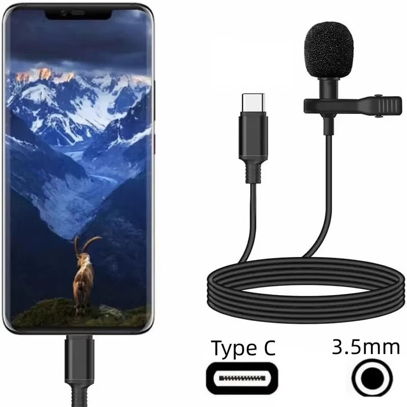 1-5個入り ポータブルUSBミニラベリアマイク /3.5m - Usb C Cable のレビューと価格
